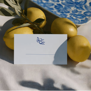 Blue Lemons Hand Drawn Wedding Place Card