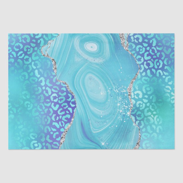 Blue Leopard Agate | Glam Abstract Stone Tissue Paper (Front)