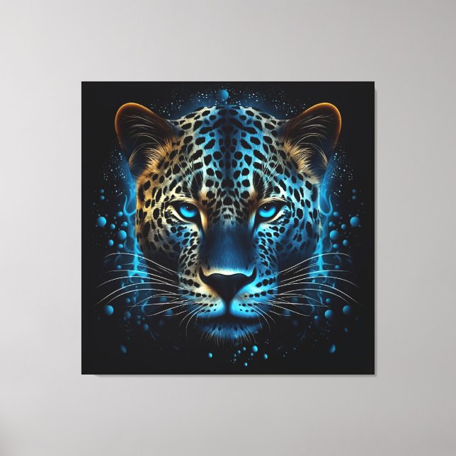 Blue Leopard AI Art Canvas Print (Front)