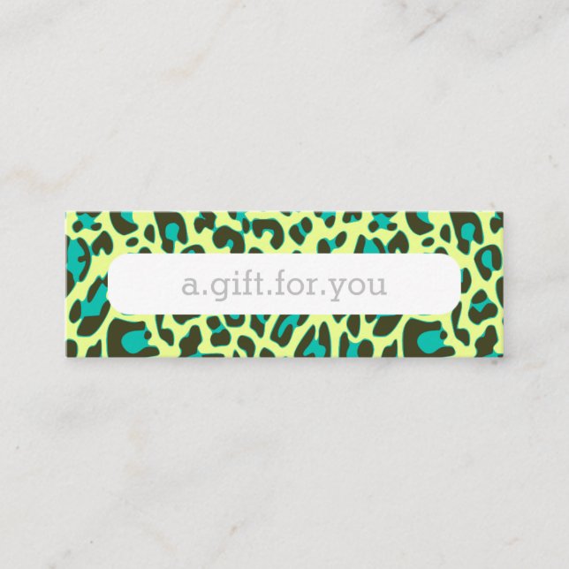 Blue Leopard Animal Print Pattern Discount Gift Mini Business Card (Front)