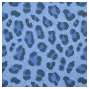 Blue Leopard Animal Print Skin Pattern Fabric