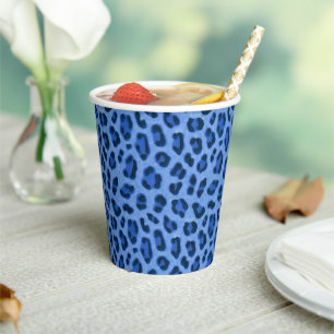 Blue Leopard Animal Print Skin Pattern Paper Cups