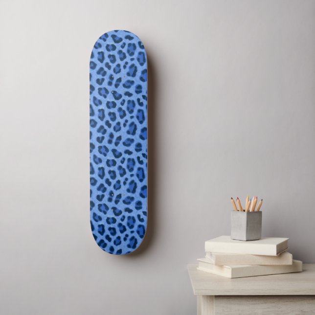 Blue Leopard Animal Print Skin Pattern Skateboard (Wall Art)
