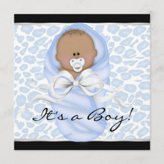 Blue Leopard Baby Shower Invitation