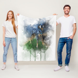 Blue Leopard Catahoula in Watercolor Fleece Blanket