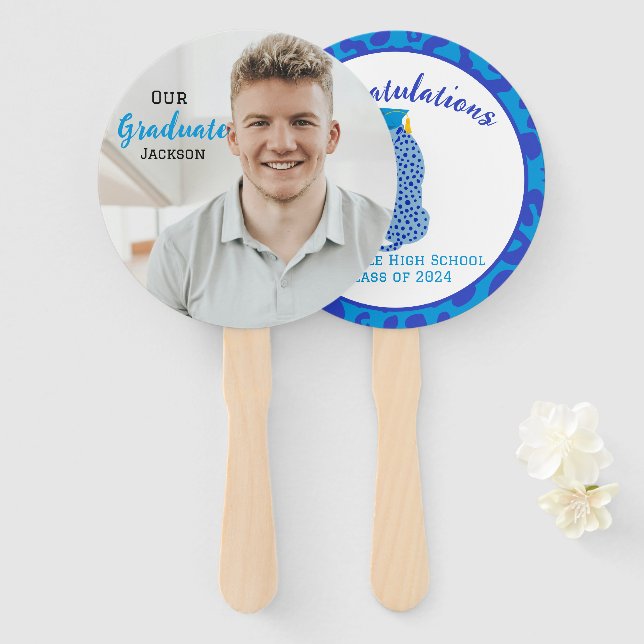 Blue Leopard graduation  Our Graduate Set of Fans (Front and Back)