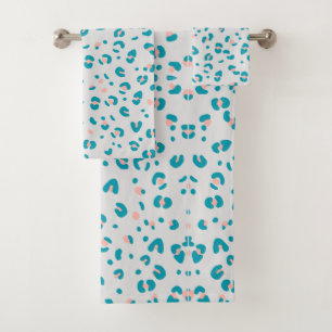 Blue Leopard Pattern Bath Towel Set