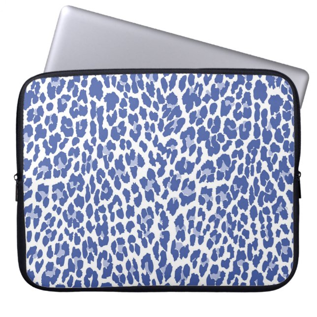 Blue Leopard Pattern Laptop Sleeve (Front)