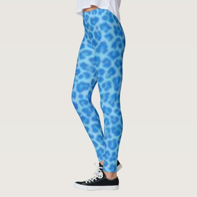 Blue Leopard Pattern Print Leggings (Left)