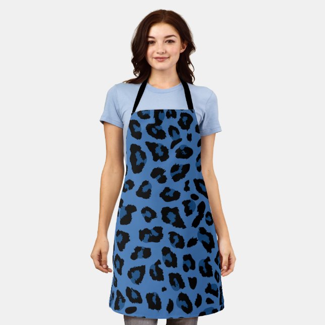 Blue Leopard Print Apron (Worn)