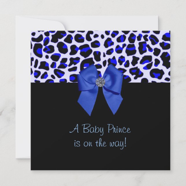 Blue Leopard Print Baby Shower Invitation (Front)