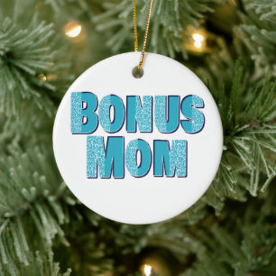 Blue Leopard Print Bonus Mum  Ceramic Tree Decoration