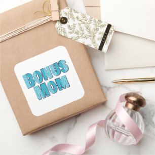 Blue Leopard Print Bonus Mum  Square Sticker