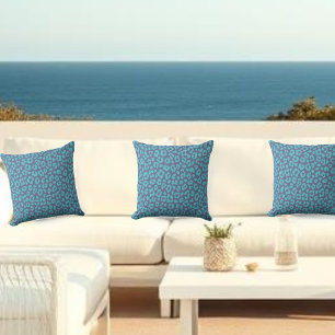 Blue Leopard Print Cushion