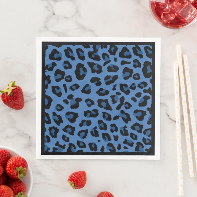 Blue Leopard Print Dinner Napkin (Insitu)