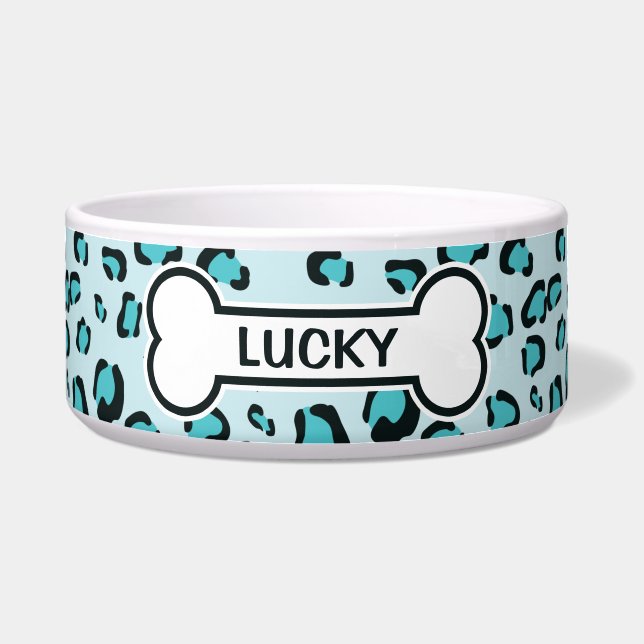 Blue Leopard Print Drawing With Bone And Name (Front)