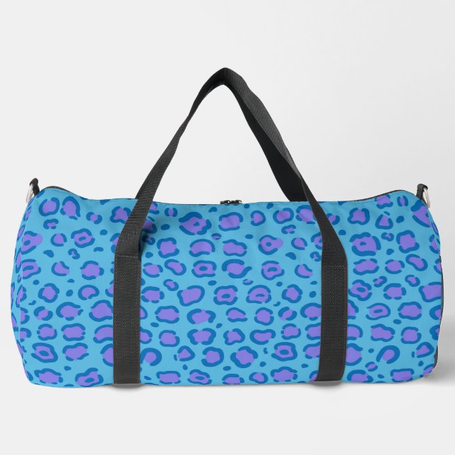 Blue Leopard Print Duffle Bag (Front)