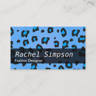 Blue Leopard Print Fashion Designer Business Card