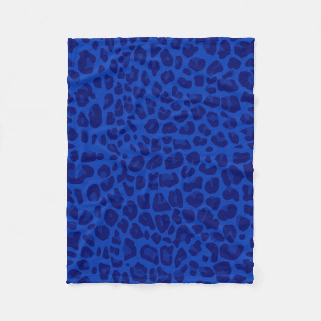 Blue leopard print fleece blanket (Front)