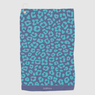 Blue Leopard Print Golf Towel