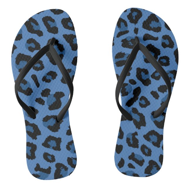 Blue Leopard Print Jandals (Footbed)