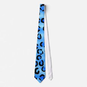 Blue Leopard Print Pattern. Tie