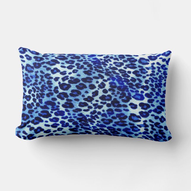 Blue leopard print pillow (Front)