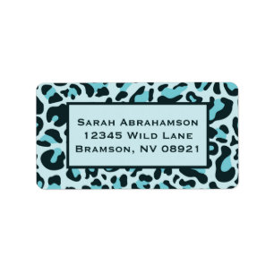 Blue Leopard Print Return Address Labels