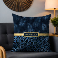 Blue Leopard Print Shimmer Tropical Floral Name