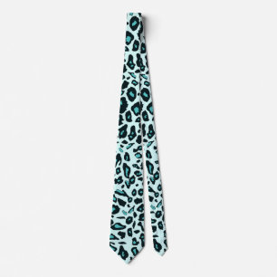 Blue leopard print tie