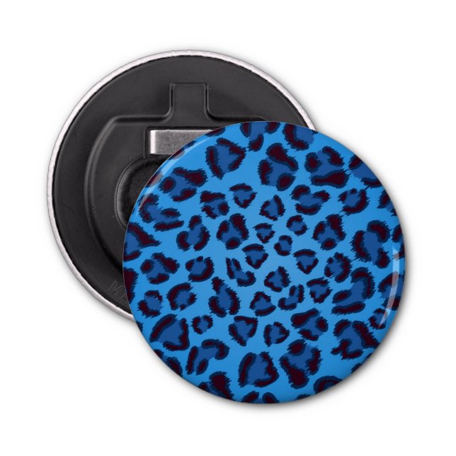 blue leopard texture pattern bottle opener (Front)