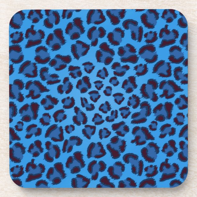 blue leopard texture pattern coaster (Front)