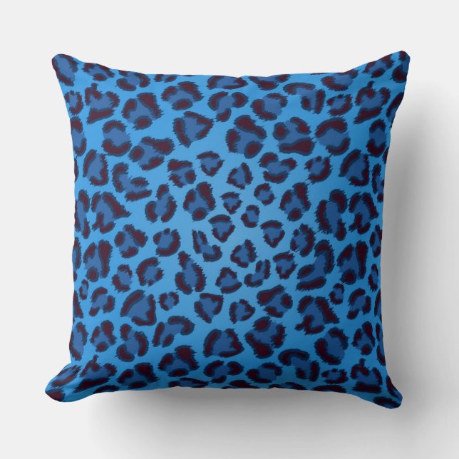 blue leopard texture pattern cushion (Front)