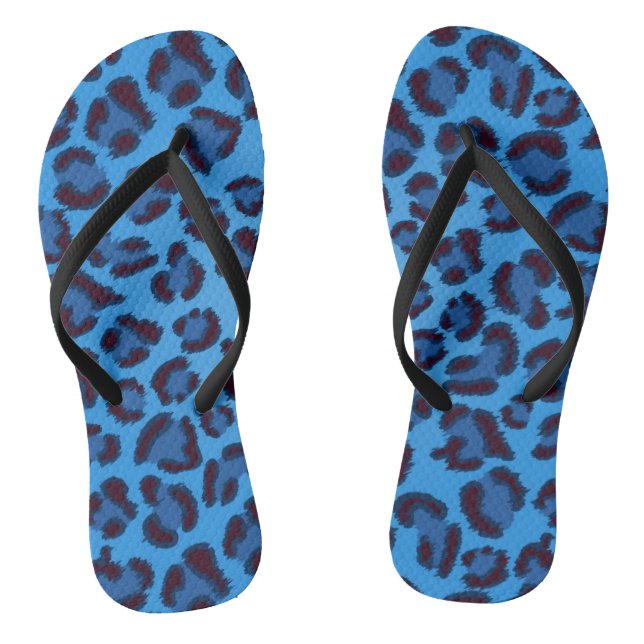 blue leopard texture pattern jandals (Footbed)
