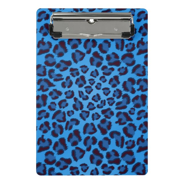 blue leopard texture pattern mini clipboard (Front)