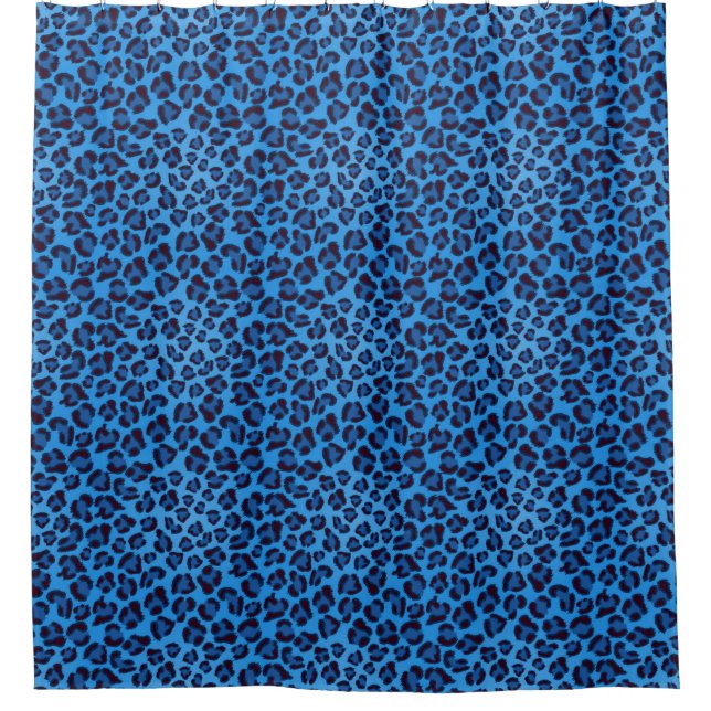blue leopard texture pattern shower curtain (Front)