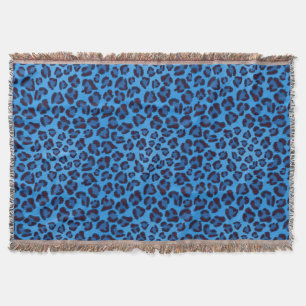 blue leopard texture pattern throw blanket