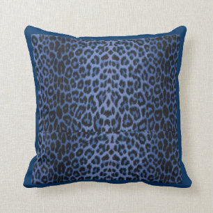 Blue Leopard Throw Pillow