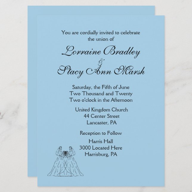 Blue Lesbian Invitation (Front/Back)
