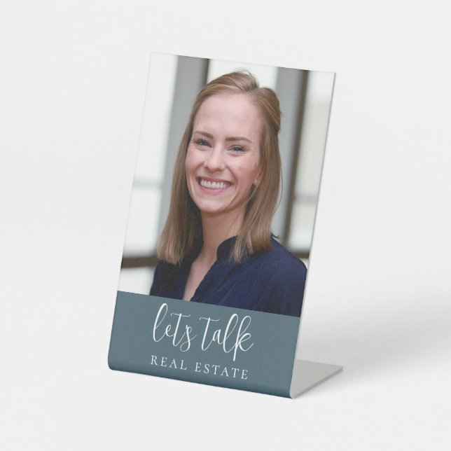 Blue Let's Talk Real Estate Professional  Pedestal Sign (Front)