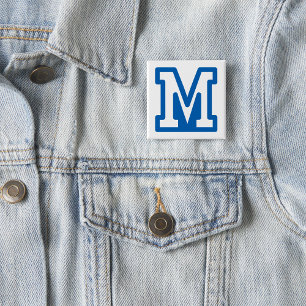 Blue Letter M  15 Cm Square Badge