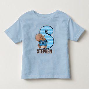 Blue Letter S with a Cute Squirrel and Argyle Toddler T-Shirt