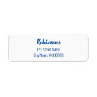 Blue Lettering Family Name Return Address Label