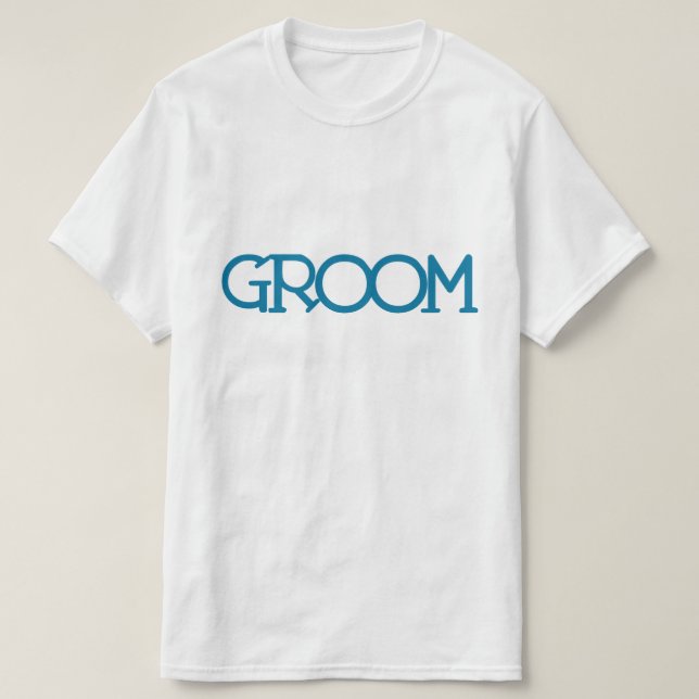 Blue Lettering "Groom" | Wedding Party T-Shirt (Design Front)