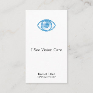 Blue Letterpress Style Eye-Con Appointment Card