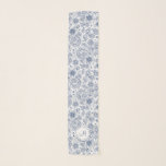 Blue Liberty Vintage Floral Monogram Long Scarf<br><div class="desc">Beautiful and hippie vintage blue floral pattern on pale background. Sophisticated and feminine customisable Long Oblong Rectangle Chiffon Scarf (10" x 45") with monogram into white round shape. You can easily change text (font, colour, size and position) and position of the design by clicking the customise button. Matching Messenger bag,...</div>