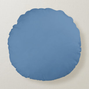 Blue Lichen Solid Colour Print, Light Blue Grey Round Cushion