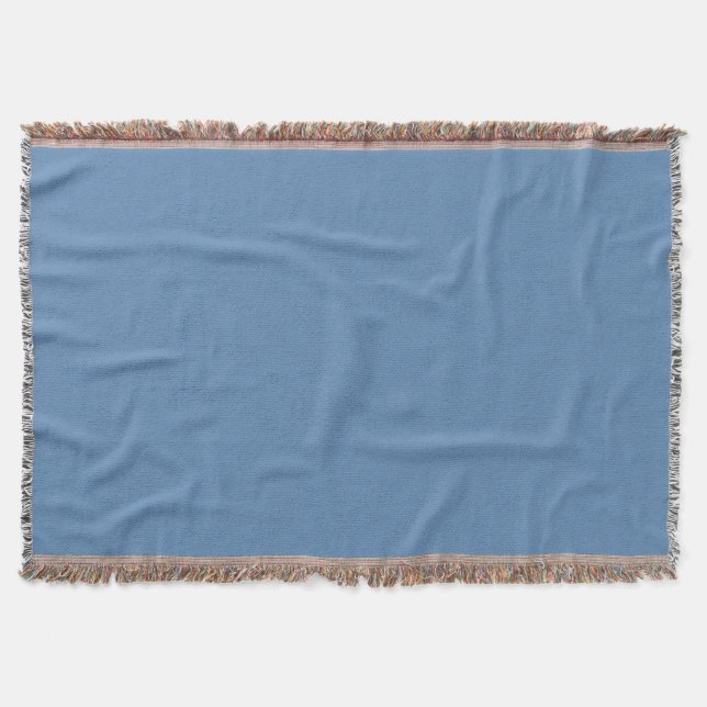 Blue Lichen Solid Colour Print, Light Blue Grey Throw Blanket (Front)