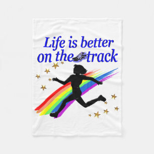 BLUE LIFE IS BETTER ON THE TRACK DESIGN FLEECE BLANKET