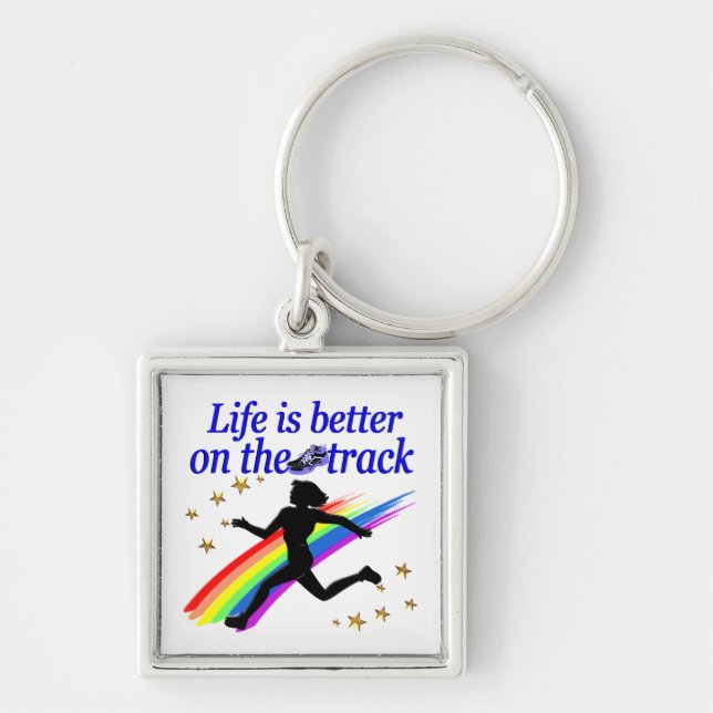 BLUE LIFE IS BETTER ON THE TRACK DESIGN KEY RING (Front)